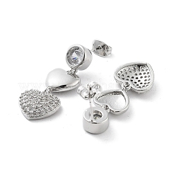 Heart Brass with Cubic Zirconia Dangle Stud Earrings&nbsp;EJEW-Q811-30P