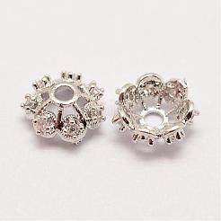 Long-Lasting Plated Brass Micro Pave Grade AAA Cubic Zirconia Fancy Bead Caps&nbsp;ZIRC-G090-59P