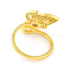 Butterfly Cubic Zirconia & Glass Open Cuff Ring&nbsp;RJEW-U003-01G