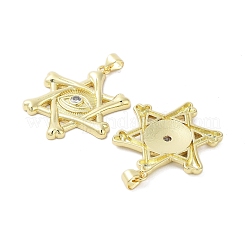 Rack Plating Star of David Brass Micro Pave Cubic Zirconia Pendants&nbsp;KK-E102-07G