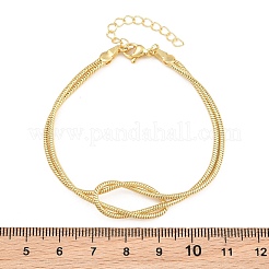 Brass Round Snake Chain Knot 2-Strand Bracelets for Women&nbsp;KK-CBA68DA-17C-G