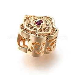 Brass Micro Pave Cubic Zirconia European Beads&nbsp;KK-M318-30G