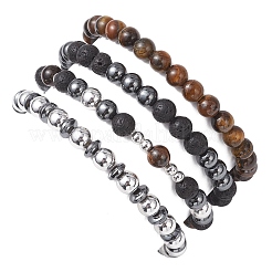4Pcs Natural & Synthetic Mixed Gemstone Round Beads Stretch Bracelets for Women&nbsp;BJEW-JB12556