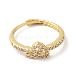 Rack Plating Brass Cubic Zirconia Arabic Letters Adjustable Rings for Women&nbsp;RJEW-S407-10G-01