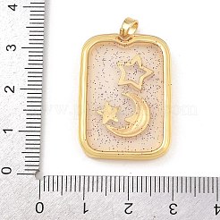 Transparent Epoxy Resin Brass Pendants&nbsp;KK-B163-01G-01
