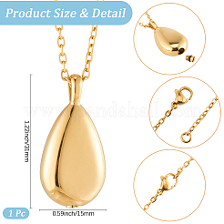 Teardrop 201 Stainless Steel Memorial Urn Ashes Pendant Necklaces&nbsp;DIY-CN0003-40G