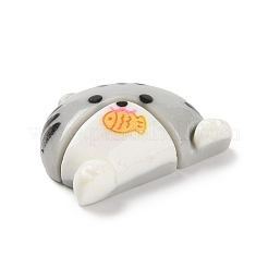 Cute Cat Eat Fish Opaque Resin Decoden Cabochons&nbsp;CRES-Q220-03B