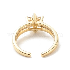 Clear Cubic Zirconia Flower Open Cuff Ring&nbsp;RJEW-P204-05G
