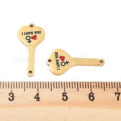 Ion Plating(IP) 304 Stainless Steel Black & FireBrick Enamel Female I Love You Key Connector Charms&nbsp;STAS-Z078-18G
