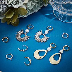 8 Pairs 2 Colors Brass Huggie Hoop Earring Finding&nbsp;KK-BBC0014-53