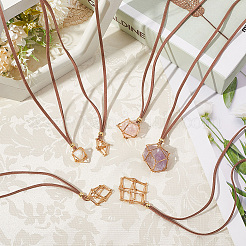 6Pcs 3 Styles Crystal Holder Cage Necklace&nbsp;MAK-SC0001-41G