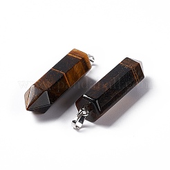 Natural Tiger Eye Double Terminated Pointed Pendants&nbsp;G-G926-01P-03