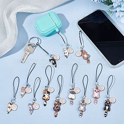 Cat & Paw Print Alloy Enamel Mobile Straps&nbsp;HJEW-AB00560