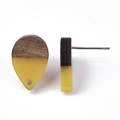 Resin & Walnut Wood Stud Earring Findings&nbsp;MAK-N032-002A-B06