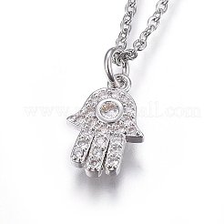 Brass Micro Pave Cubic Zirconia Pendant Necklaces&nbsp;NJEW-L146-08