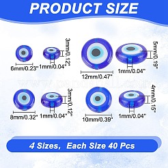 160Pcs 4 Style Handmade Evil Eye Lampwork Bead&nbsp;LAMP-AR0001-28