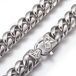 Tarnish Resistant 201 Stainless Steel Curb Chain Necklaces&nbsp;NJEW-P243-01P-01