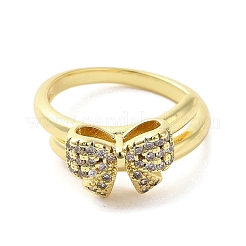 Rack Plating Brass Micro Pave Cubic Zirconia Finger Ring&nbsp;RJEW-C072-33C-G