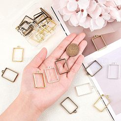 Matte Style Rack Plating Alloy Open Back Bezel Pendants&nbsp;PALLOY-OC0001-07
