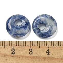 Natural Blue Spot Jasper Donut/Pi Disc Charms&nbsp;G-G142-02E