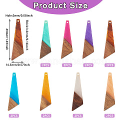 16Pcs 8 Colors Resin & Wood Pendants&nbsp;WOOD-TA0002-70