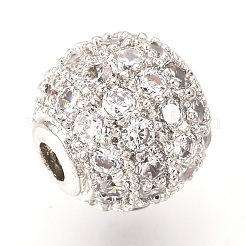 Brass Micro Pave Cubic Zirconia Beads&nbsp;ZIRC-Q013-8mm-142P