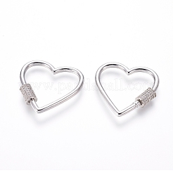 Brass Micro Pave Cubic Zirconia Screw Carabiner Lock Charms&nbsp;ZIRC-I031-11P-01