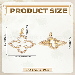 2Pcs Brass Micro Pave Grade AAA Cubic Zirconia Pendants&nbsp;ZIRC-LP0001-21