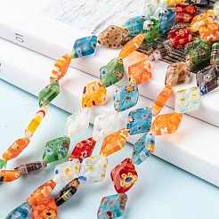 Rhombus Handmade Millefiori Glass Beads&nbsp;X-LK-R004-48
