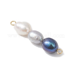 Natural Cultured Freshwater Pearl Potato Beaded Connector Charms&nbsp;PALLOY-JF04985