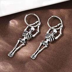 Alloy Skeleton Hoop Earrings&nbsp;LS-EJEW-Z132-01AS
