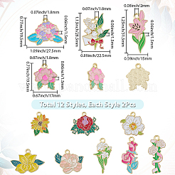 24Pcs 12 Styles Alloy Enamel Pendants&nbsp;ENAM-BM0001-02