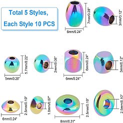 50Pcs 5 Style PVD Vacuum Plating 304 Stainless Steel Beads&nbsp;STAS-UN0025-16