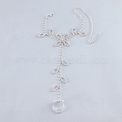 Leaf Alloy Crystal Rhinestone Toe Ring Anklets for Women&nbsp;FS-WGEBB2B-01