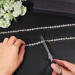 3.7M Flower Glass Rhinestone and Iron Cup Chain&nbsp;DIY-GL0006-10