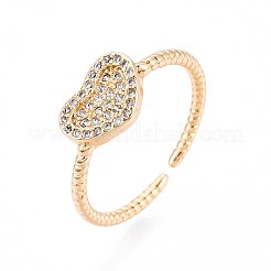 Brass Micro Pave Cubic Zirconia Cuff Rings for Women&nbsp;KK-T071-54G
