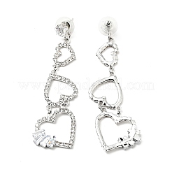 Clear Cubic Zirconia & Crystal Rhinestone Long Dangle Stud Earrings&nbsp;EJEW-C037-06B-P