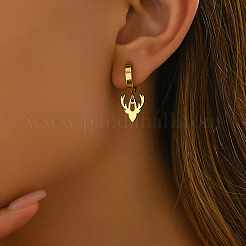 Christmas 201 Stainless Steel Deer Horn Hoop Earrings&nbsp;MG4637