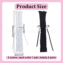 2 Pairs 2 Colors Polyester Long Lace Sleeves&nbsp;AJEW-HY0003-43