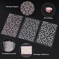 6Pcs 3 Colors Resin Rhinestone & ABS Pearl Sticks&nbsp;AJEW-SP0002-67