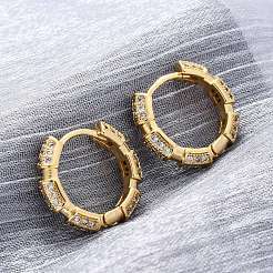 Brass Micro Pave Clear Cubic Zirconia Hoop Earrings&nbsp;EJEW-R025-17G