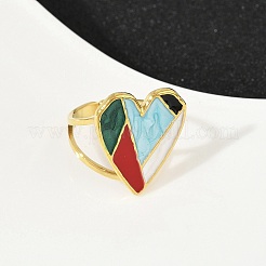Heart 304 Stainless Steel Enamel Finger Rings for Women&nbsp;X-RJEW-G355-02G