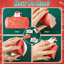 20Pcs 4 Styles Christmas Theme Paper Pillow Gift Boxes&nbsp;CON-TA0001-25