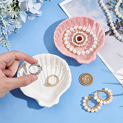 2Pcs 2 Colors Shell Shaped Porcelain Jewelry Plate&nbsp;DJEW-PH0001-44