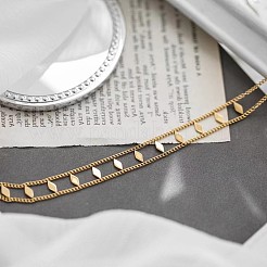 Rhombus Hollow Diamond 304 Stainless Steel Choker Necklaces&nbsp;FS-WGEDF7A-01