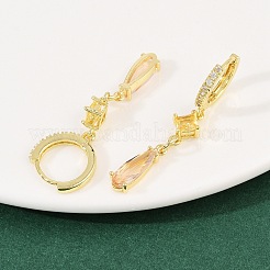 Brass Micro Pave Cubic Zirconia Teardrop Hoop Earrings&nbsp;EJEW-C156-04G