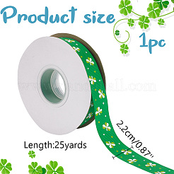 Saint Patrick's Day Polyester Shamrock Printed Grosgrain Ribbons&nbsp;SRIB-WH0011-304A