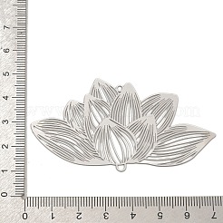 201 Stainless Steel Laser Cut Lotus Flower Links Connector Charms&nbsp;STAS-S147-06