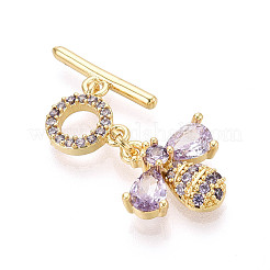 Golden Brass Micro Pave Cubic Zirconia Toggle Clasps&nbsp;KK-B100-039G