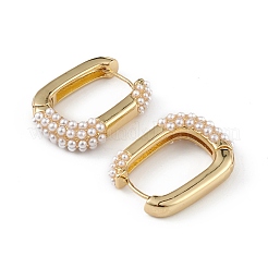 Plastic Imitation Pearl Oval Hoop Earrings&nbsp;EJEW-L234-071G